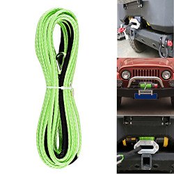 3/16″ x 50′ Green Synthetic Winch Line Cable Rope 5400LBs+ Sheath Thimble ATV UTV Truck Boat Replacement