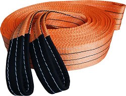 Heavy Duty Recovery Strap | For Off-Road Recovery and Towing | By Titan Auto (3.5″ x 30′ 35K LBS, Orange & Black)
