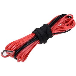 High Quality Winch Rope Synthetic Fiber Cable ATV UTV SUV Recovery Replacement (50′ x 3/16″ 5400lbs, Red)