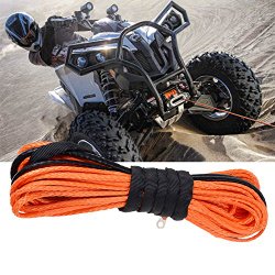 3/16″ x 50′ Universal ORANGE Synthetic Fiber Winch Rope Cable 5400+ LBs Recovery For SUV ATV Pickup Truck
