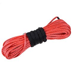 50′ x 1/4″ Red Strong Durable Dyneema Synthetic Winch Rope 6400lbs Fastness ATV UTV KFI SUV Car Motorcycle