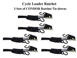 Condor Motorcycle Self Loader 3 Sets of Ratchet Tie-down Straps or for Wheel Chock (SL-RCT-B)