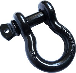 Heavy Duty 3/4″ Steel Shackle For Towing, Off-Road Recovery, Hauling, Sailing | By Titan Auto (3/4″ 1 Pack, Powder Coated Black)