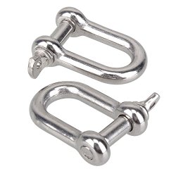 Silver Chain D Rigging Shackle For Boat 1/4″ Stainless Steel Dee Type Pack Of 2