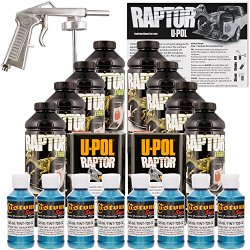 U-POL Raptor Blue Metallic Urethane Spray-On Truck Bed Liner Kit w/ FREE Spray Gun, 8 Liters