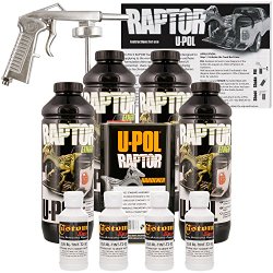 U-POL Raptor Bright White Urethane Spray-On Truck Bed Liner Kit w/ FREE Spray Gun, 4 Liters