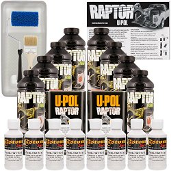 U-POL Raptor GM White Urethane Spray-On Truck Bed Liner Kit w/FREE Roller, Tray & Brush, 8 Liters
