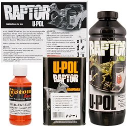 U-POL Raptor Safety Orange Urethane Spray-On Truck Bed Liner & Texture Coating, 1 Liter