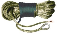 U.S. made AMSTEEL BLUE WINCH ROPE 3/8 inch x 100 ft – MILITARY GREEN (20,400lb strength) (OFF-ROAD VEHICLE RECOVERY)