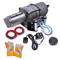Yescom 4000 lb Electric Recovery Winch w/ Line Stopper Gloves ATV Trailer Truck 12V 1.2