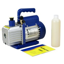 Zeny® 3,5CFM Single-Stage 5 Pa Rotary Vane Vacuum Pump 3 CFM 1/4HP HVAC Air tool R410a R134, blue (#01)
