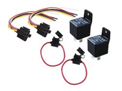 Absolute USA 2 In-line ATC Fuse Holder, 2 Relay RLS125 12 VCD Automotive Relay SPDT 30/40A and 2 SRS105 12 VDC 5-Pin Relay Socket
