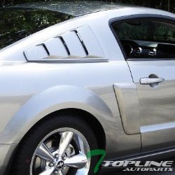 BLACK GT 3 VENT STYLE REAR 1/4 QUARTER SIDE WINDOW LOUVERS V2 05-14 FORD MUSTANG