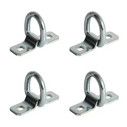 DC Cargo Mall 4-Pack 3/8″ Diameter Galvanized Steel D Ring Trailer Cargo Tie-Down Anchor with Mounting Clip Bolt-on Bracket, WLL 1,666 lbs.