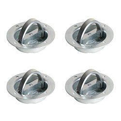 DC Cargo Mall 4-Pack Swivel Rotating 360 Degrees D Ring Cargo Load Tie-Down, Trailer and Truck Bed Surface Mount Recessed Pan Fitting