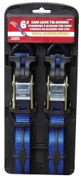 Erickson 34403 Blue 1″ x 6′ Cam Lock Buckle Tie-Down Strap, (Pack of 2)