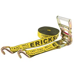 Erickson 58541 Yellow 2″ x 40′ Ratchet Strap Tie-Down with J Hooks