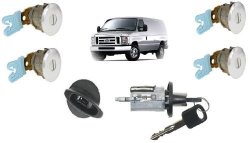 Ford Econoline Van (E150~E250~E350) Keyed Door Locks & Keyed Ignition Switch Cylinder Lock Set For Cargo & Club Wagon Passenger Van 1997-2012