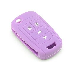 iSaddle Silicone Protecting Vehicle Remote Start Key Case Cover Fob Holder for Chevrolet Camaro Cruze Equinox Malibu Orlando Sonic (Purple Color)