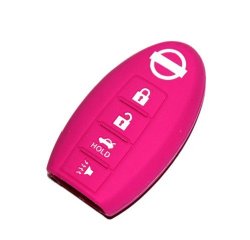 Nissan Pink Silicone Protecting Key Car Case Cover Fob Holder for Teana Sylphy Almera Altima Murano Fairlady Maxima Mica 4 Buttons Single Pack