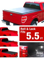 Premium Low Profile Roll Up Pickup Tonneau Cover Fits 2009-2016 Ford F-150 5.5′ (66inch) Bed (Not Raptor Series) (w/out utility track system)