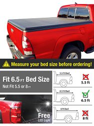 Premium TriFold Tonneau Truck Bed Cover For 07-13 Toyota Tundra (with/without utility track) 6.5 feet (78 inch) Trifold Truck Cargo Bed Tonno Cover (NOT For Stepside)