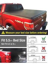 Premium TriFold Tonneau Truck Bed Cover For 09-14 Ford F-150 (NOT Raptor Series) w/o Utility Track 5.5 feet (66 inch) Trifold Truck Cargo Bed Tonno Cover (NOT For Stepside)