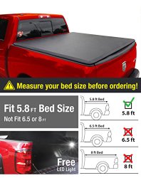 Premium TriFold Tonneau Truck Bed Cover For 2009-2016 Dodge Ram 1500, 5.8 feet (69.6 inch) Trifold Truck Cargo Bed Tonno Cover (NOT For Stepside)