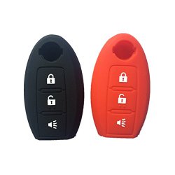 Qty 2 (Black and Red) Qty 2 silicone SMART Remote KEY cover case for NISSAN Murano 370Z Versa Rogue Pathfinder
