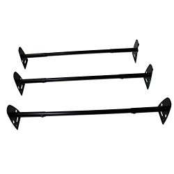 Universal Van Roof Rack Round Bar Three Bar Set Steel Black with Middle Adjustable Bar