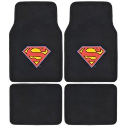 A Set of 4 Universal Fit Plush Carpet Floor Mats for Cars / Trucks – Superman…