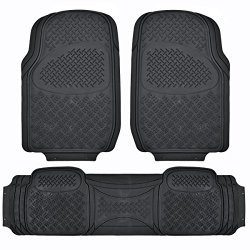 BDK All Weather Extreme Heavy Duty Rubber Floor Mats Front & Rear Liner in Black