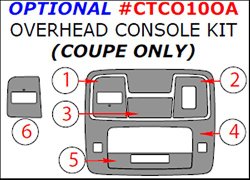 Car Interior Flat Overlay Kit By WOW Trim, Item# CTCO10OA-RJCW Chevrolet Camaro, Optional Overhead Console Overlay (Coupe Only), 6 Pcs., Real Japanese Cherry Wood