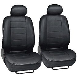 Custom Auto Crews – Black PU Leather Seat Covers Front Pair Set of 2 – Leatherette Grade
