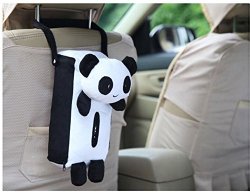 Cute Cartoon Panda Plush Car Tissue Box Cover w/Strap, Suspension Type(Polyester,7″ by 7.3″) (Panda)