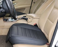EDEALYN Soft Artificial Leather Front seat protection Car Seat Cover Auto seat covers Chair Cushion Universal,1pcs (Black-M)