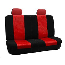 FH-FB060R012 Trendy Elegance Bench Seat Covers, Airbag compatible and Split Bench, Red / Black color
