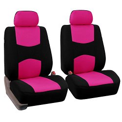 FH Group Universal Fit Flat Cloth Pair Bucket Seat Cover, (Pink/Black) (FH-FB050102, Fit Most Car, Truck, Suv, or Van)
