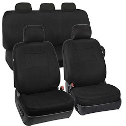 Full Set Black Seat Covers for Car Auto SUV 9pc Polyester Cloth Solid Bench