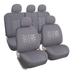 Leader Accessories Embossed Universal Fit, Full Set Car Seat Covers Grey – Fits over 50/50, 60/40, and 40/20/40 split rear seats-Machine Washable