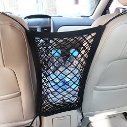 Mictuning Universal Car Seat Storage Mesh/Organizer – Mesh Cargo Net Hook Pouch Holder for Bag Luggage Pets Children Kids Disturb Stopper
