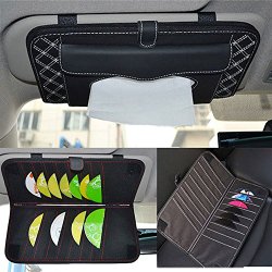 Pesp® 2 in 1 Car Auto Sun Visor Tissue Box Holder Paper Napkin Clip Cd DVD Case Bag Pack Organizer Storage Pocket (Red Line)