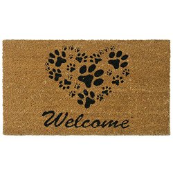 Rubber-Cal “Heart-Shaped Paws” Welcome Mat, 18 by 30-Inch