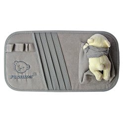 Tianmei Bear Doll Styling SunVisor CD Holder Car visor DVD Storage Organizer Bag (Faux Suede – Color Gray)