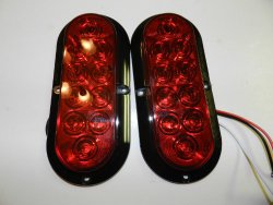 1 Pair Trailer RED LED Stop Turn Tail Light 6″ Oval Surface Mount 10 LED Optronics