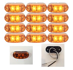 12 LONG HAUL 2.6″x1″ AMBER SURFACE MOUNT LED CLEARANCE MARKER LIGHTS 12V FOR TRUCKS CAMPERS TRAILERS RVS EL-112602A12