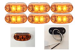 6 LONG HAUL 2.6″x1″ AMBER SURFACE MOUNT LED CLEARANCE MARKER LIGHTS 12V FOR TRUCKS CAMPERS TRAILERS RVS EL-112602A6
