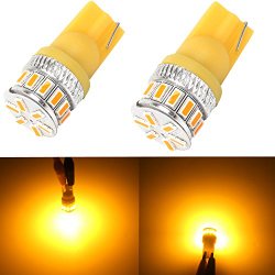 Alla Lighting T10 Wedge Amber Yellow 194 168 2825 175 W5W LED Super Bright High Power 3014 18-SMD LED Lights Bulbs for Side Marker Light
