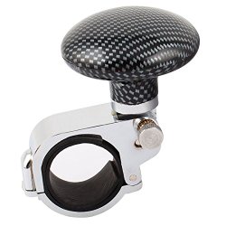 Black Carbon Fiber Decor Metal Steering Wheel Spinner Knob Handle