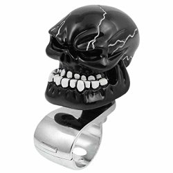 Black Ceramic Skull Head Car Steering Wheel Spinner Knob